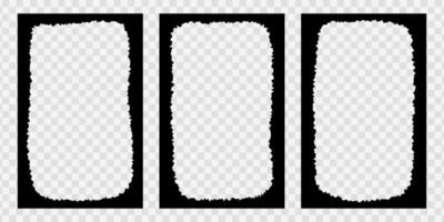 Set of jagged rectangle frames for collage, photo, picture. Paper borders with ragged inner edges. Decorative vignettes in vintage style vector