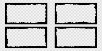 Set of jagged rectangular frames for collage, photo, picture. Sheets of paper with torn inner edges. Decorative borders in vintage style vector