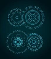 Mechanisms and gears blueprints illustration vector