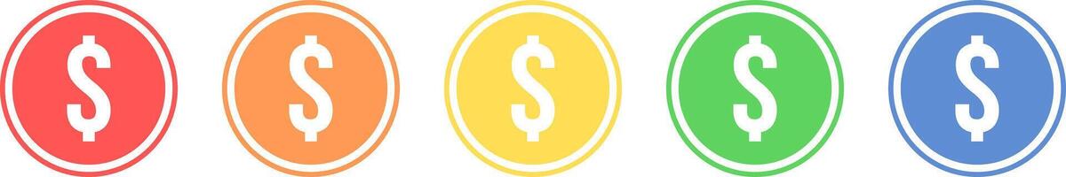 Dollar sign icon set. Dollar sign icon in various colors. vector