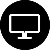 Black and white computer icon, icon with computer monitor. vector