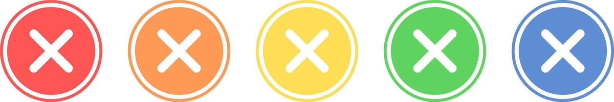 Cancel icon set. Error icon in various colors. vector