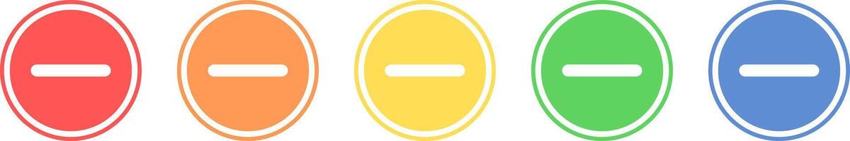 Minus icon set. Subtract icon in various colors. vector