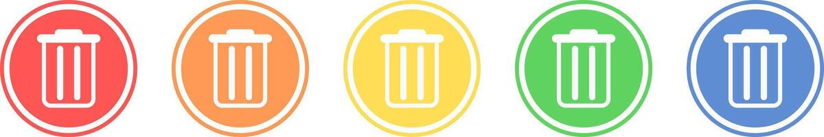 Trash can icon set. Delete icon in various colors. vector