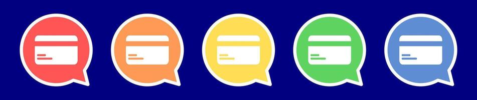 Speech bubble credit card icon. Payment icon in various colors. vector