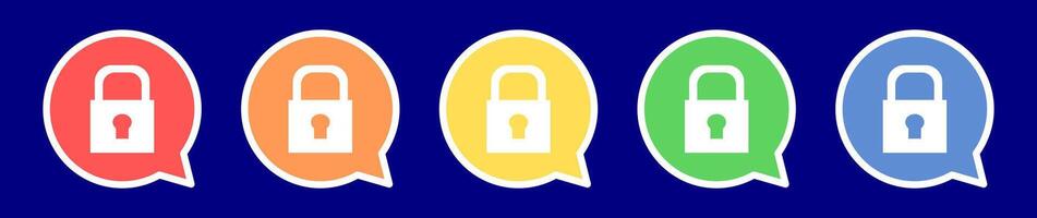 Speech bubble padlock icon. Lock icon in various colors. vector