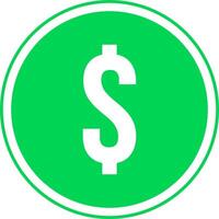 Green icon with dollar sign, button with dollar sign, icon symbolizing money. vector