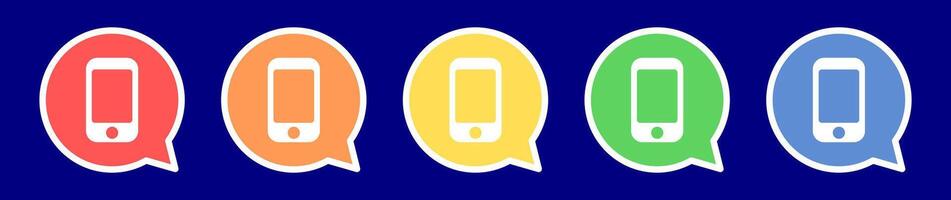 Speech bubble mobile phone icon. Contact icon in various colors. vector