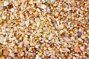 Close-Up of Colorful Pebbles and Sand Texture for Nature Background Design photo