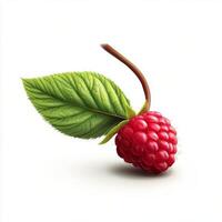 Fresh raspberries and vibrant green leaves arranged elegantly on a light background showcasing natural beauty photo