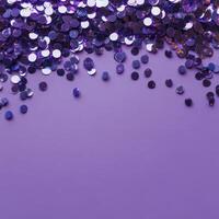 Shimmering purple sequins scattered across a vibrant background create a festive and playful atmosphere perfect photo