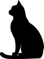 Silhouette of a sitting cat on a transparent background. vector
