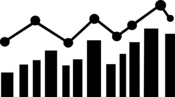Black and white bar and line graph representing data analysis and trends. vector