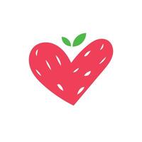 Logo strawberry love unique design minimalist with blank background vector