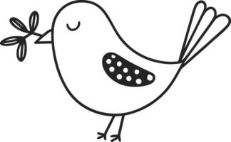 Minimalist Bird Doodle Holding Twig vector