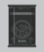 iron can with basil spice in black color isolated on white background vector