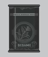 iron can with sesame spice in black color isolated on white background vector