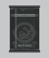 iron can with nutmeg spice in black color isolated on white background vector