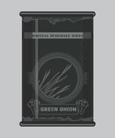 iron can with green onion spice in black color isolated on white background vector