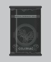 iron can with celeriac spice in black color isolated on white background vector