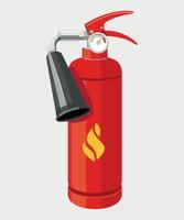 red fire extinguisher putting out fire isolated on white background vector