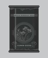 iron can with cumin seeds spice in black color isolated on white background vector