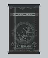 iron can with rosemary spice in black color isolated on white background vector