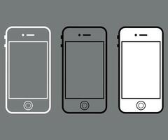 black and white smartphone icon, phone icon, gadget isolated on white background vector
