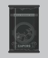iron can with capers spice in black color isolated on white background vector