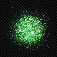 Spot of green glitter, sparkles, confetti. Isolated scattering particles with light effect. Abstract neon element with flares, glares and stars. Transparent grainy dot for luxurious designs. vector