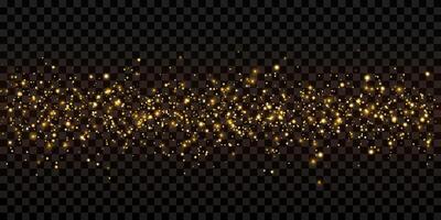 Golden glitter line, particles, stars, magic sparkles. Isolated glow flare light effect. Luxurious luminous points. Abstract bright effect for New Year, birthday, awarding designs. vector