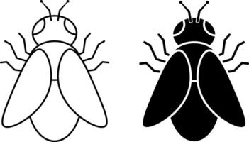 top view Housefly icon set vector