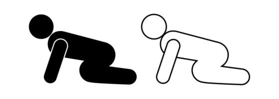 side view baby crawling icon set vector