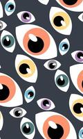 Repeating of colorful and psychedelic pattern various eyes on dark background vector