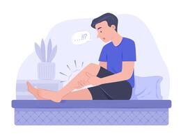 Man Suffering from Leg Cramp for Physical Symptom and Healthcare Concept Illustration vector