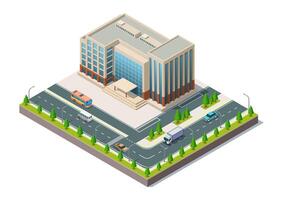 Isometric modern school or office building for game asset vector
