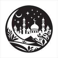 Monochromatic Mosque Silhouette for a Stylish Ramadan Design vector