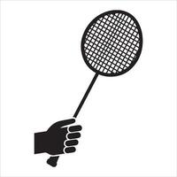 Stylish Badminton Racket and Shuttlecock Silhouette Artwork on a White Background vector