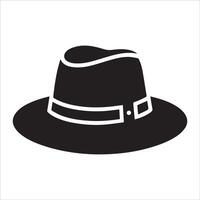 Simple Fedora Hat Icon in Solid Black on White Background vector