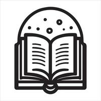Education and Study Concept with Open Book Silhouette on a White Background vector