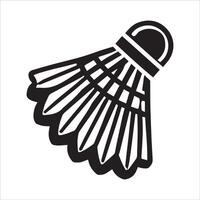 Classic Badminton Racket and Shuttlecock Silhouette Design on a White Background vector