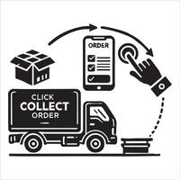 Illustration of delivery service silhouette in black and white vector