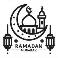 Contemporary Ramadan Kareem Mosque on White Background vector