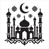 Sophisticated Black and White Ramadan Kareem Mosque Design vector