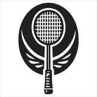 Creative Badminton Racket and Shuttlecock Silhouette Art on a White Background vector