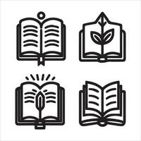 Minimalist Design of an Open Book Silhouette on a White Background vector