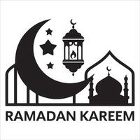 Ramadan Kareem Mosque in Minimalist Black and White Style vector