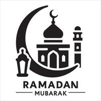 Minimalist Islamic Mosque Silhouette for Ramadan Kareem vector