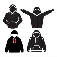 Illustration of Multiple Stylish Hoodie Silhouettes in Different Styles on a White Background vector