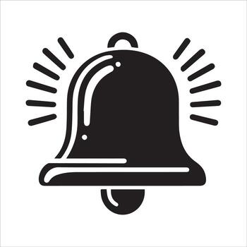 campana y reloj notificación silueta diseño para programado alertas vector